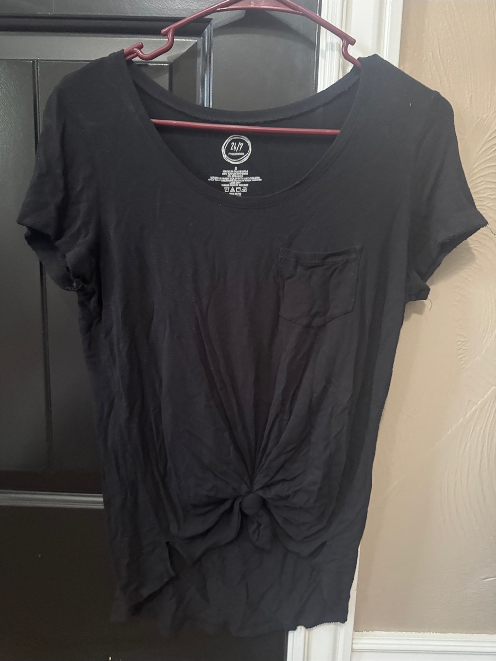 Everyday Knot-Front Black Pocket Tee